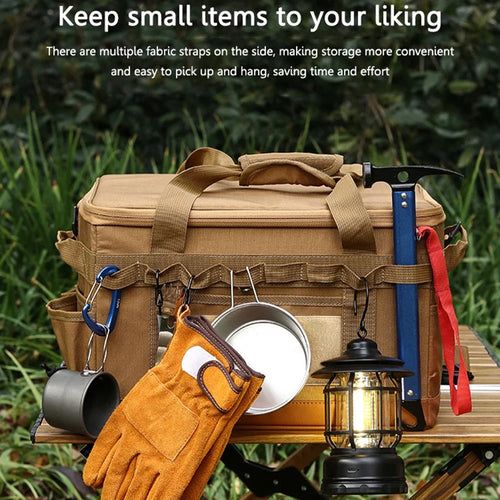 30L Camping Cooking Utensil Organizer Large Capacity Hard Picnic Storage Bag Detachable Multifunctional Utility Camping Supplies