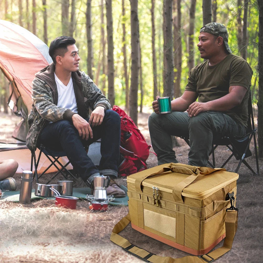 30L Camping Cooking Utensil Organizer Large Capacity Hard Picnic Storage Bag Detachable Multifunctional Utility Camping Supplies